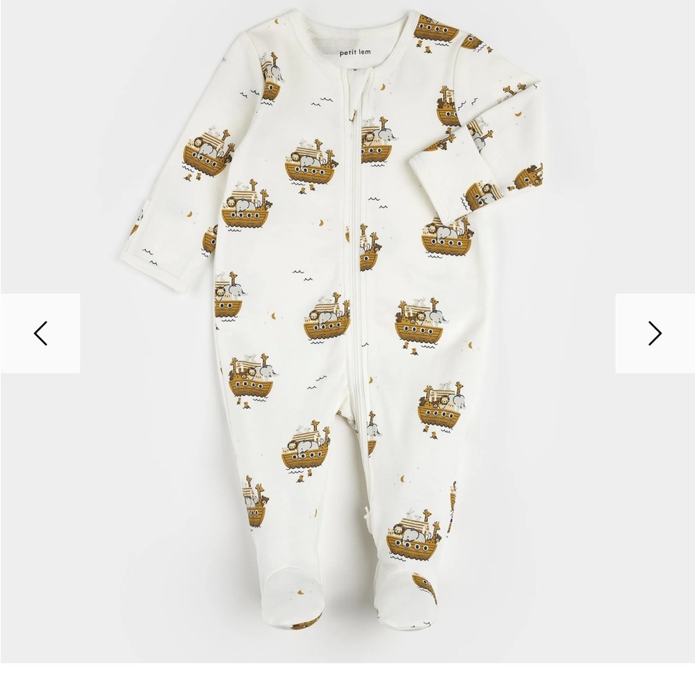 Petit Lem On the Ark Cream Print Sleeper